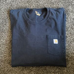 Carhartt Dark Blue Long Sleeve Tee with Pocket